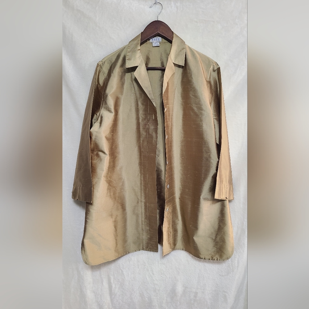 Betu Women's Gold Raw Silk Long Top Size 14